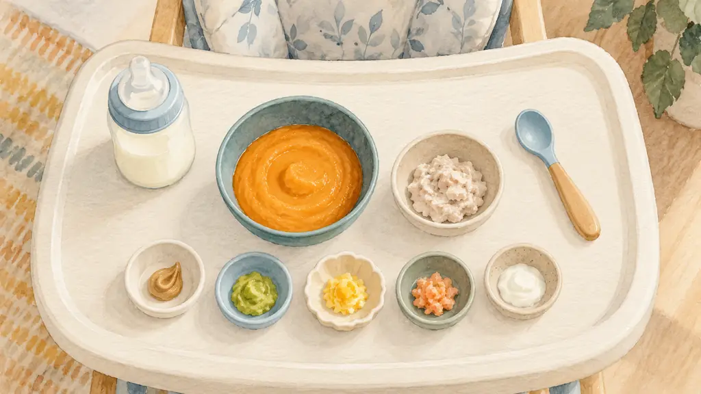 Bébé à 6 mois : alimentation, quantités et idées de menus